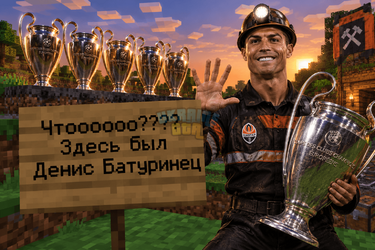 Роналду-шахтёр и пять кубков в Minecraft.png